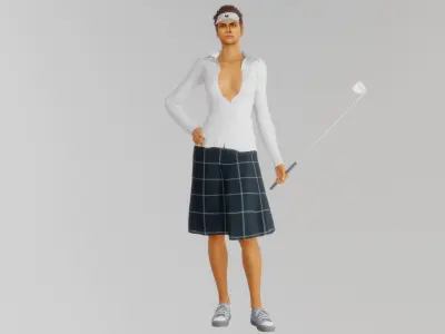Girl with a golf club 3D model