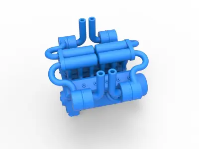Turbo engine V12 for pulling tractor 3 Scale 1 to 25 3D print model