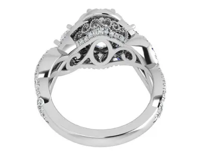 Oval Halo Twisted Ring 3600 3D print model