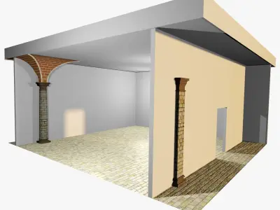 Vaulting 2-1  Romanic  500cm spaced with thin curbs Low-poly 3D model