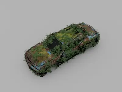 Damaged Rusty Car Low-poly 3D model