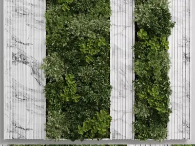 Vertical Wall Garden With marble frame - set of indoor plants 61 Low-poly 3D model
