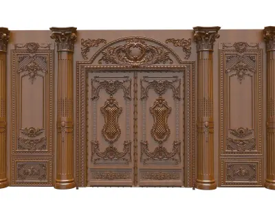 Classic Door Royal style gold plated 1 3D model