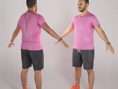 Young man in sportswear in A-pose 307 Low-poly 3D model