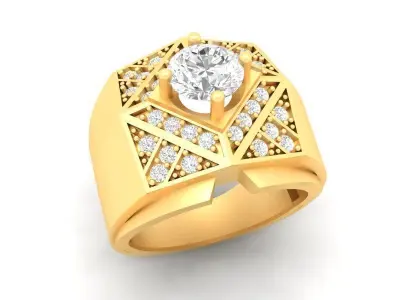 Luxury Gemstone Pyramid Ring for Men 584 3D print model