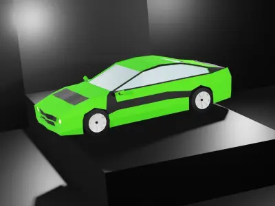 Lowpoly Sport Car - Neon Green Low-poly 3D model