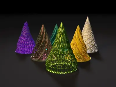 Christmas tree pass set 6 pieces 3D print model