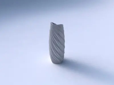 Vase arc hexagon with wavy extruded lines 3D print model