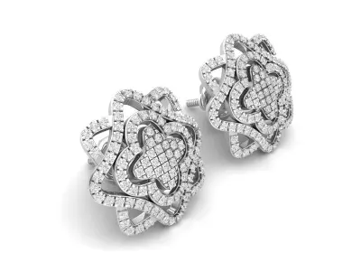 AV 320 Ladies Cluster Flower Micro Pave Stud Earrings 3D print model