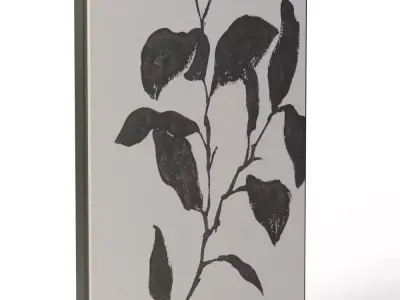 Good Day Framed Black and White Floral Wall Art Print 3D model