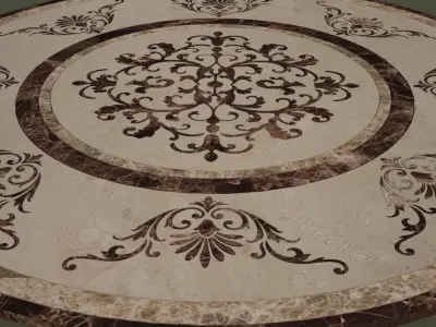 Flooring  design medallion 3d model with materials Low-poly 3D model