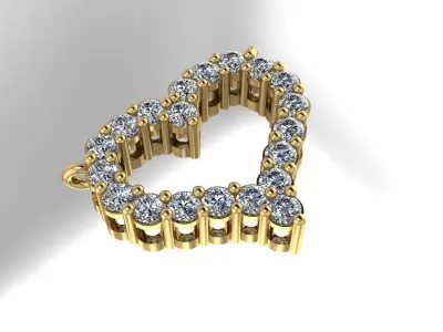 Diamond Heart Pendant 3D print model 3D print model