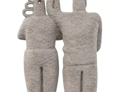 Abstract Primitive Couple Sculpture Low-poly 3D model