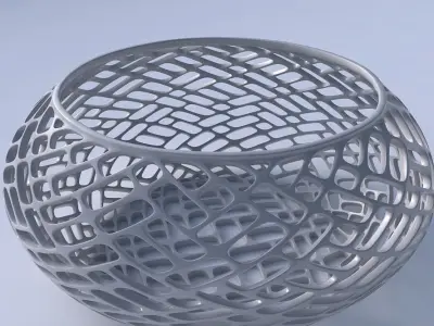 Bowl spheric squeezed wide with lattice tiles 3D print model