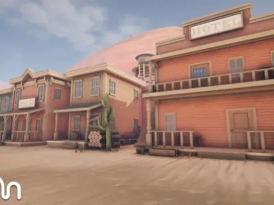 Stylized Old Western Low-poly 3D model