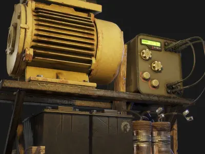 Post-apocalyptic engine Low-poly 3D model