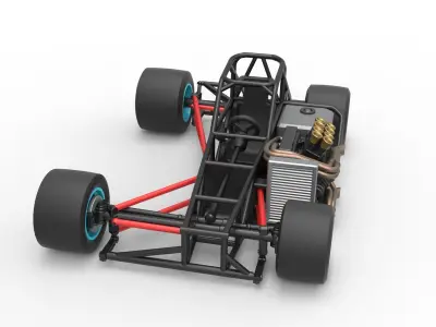 Supermodified front engine race car Base V2 Scale 1 to 25 3D print model