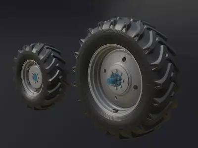 Set of wheels for MTZ 1221 tractor Assembly Free low-poly 3D model