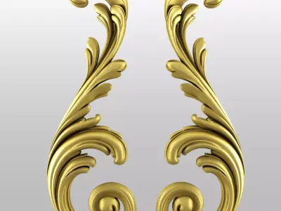 Side 3D pair of gold scrolls 3D print model