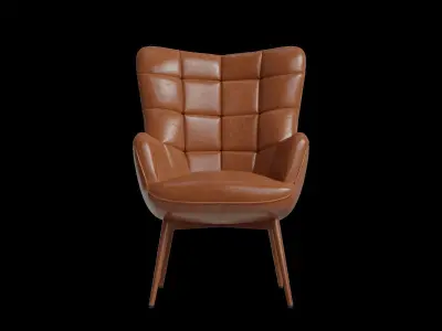 Vegan Leather Wingback Chair 3D model