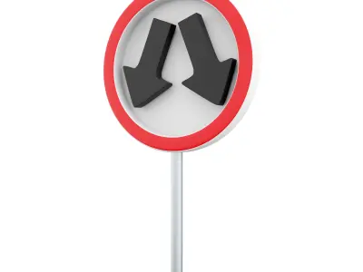 3D icon two-way road sign 3D model