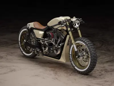 Custom Harley Davidson Cafe Racer Low-poly 3D model