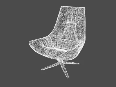 Modern Designer Lounge Chair Red Leather Finish   3D model