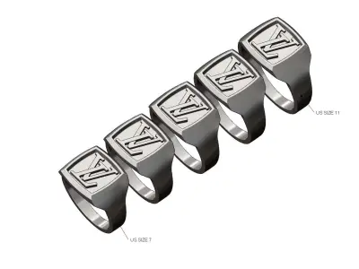 Louis Vuitton geometric signet ring 3D print model