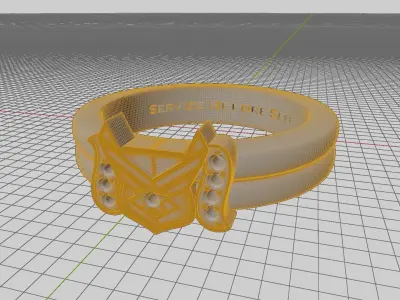 Patriotic Medallion Service Ring 3D print model