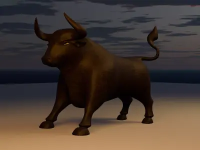 Stylized Bull 3D Model  Cartoon Animal Character  Low-poly 3D model