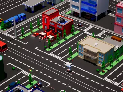 Low Poly City Low-poly 3D model