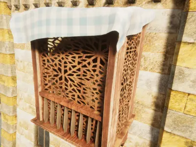 Wooden Balconies Collection Low-poly 3D model