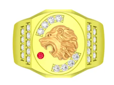 Luxury Lion Head Signet Ring 3D Model 4069 3D print model