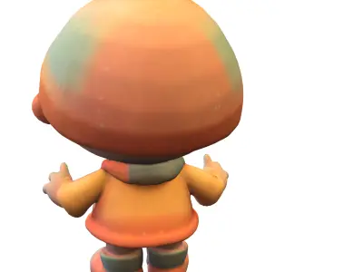 Adorable Winter Kid Low-poly 3D model