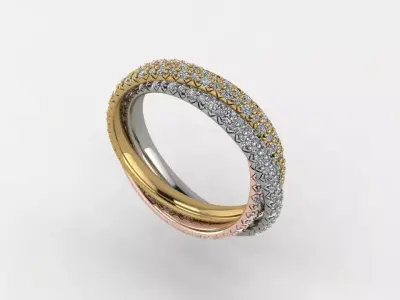 Ring Tri Color Small Model Diamond 3D print model