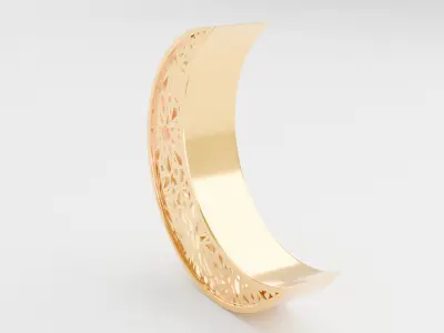 Elegant Crescent Moon with Islamic Geometric Patterns Low-poly 3D model