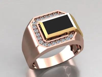 Men ring onyx diamond  3D print model