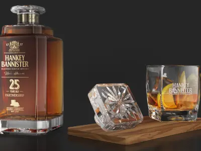 Hankey Bannister 25 YO Scotch Premium Whisky Carafe with Drink 3D model