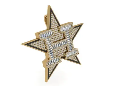 Star H Letter Pendant 3760 3D print model