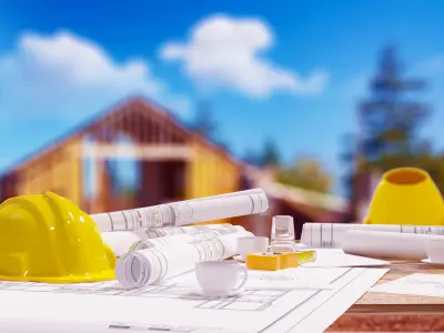 artchitectural scene includes contruction helment tape measure  Low-poly 3D model