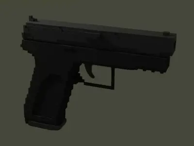 Voxel 3D gunblack Glock 9mm animated Low-poly 3D model
