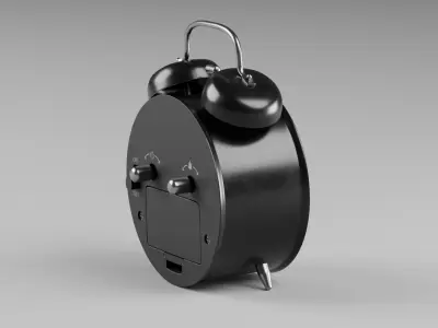 Retro alarm clock black Low-poly 3D model
