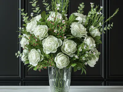 Flower Set 042 white rose wax flower 3D model