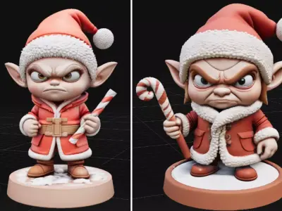Grumpy Winter Christmas Two Model Pack Character 3D Print 3D print model