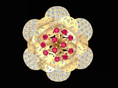 Luxury Floral Ruby Diamond Cocktail Ring for Women 3D Model 1234 3D print model