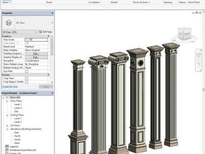 Parametric Classic Columns Family for Revit Pack Four 3D model