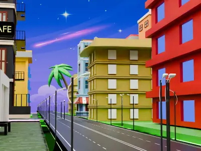 Low Poly Cartoon City Pack  3D model