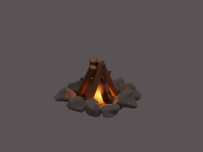 Low Poly Firepit campfire Free low-poly 3D model
