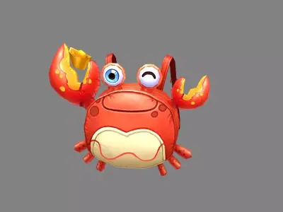 Cartoon children school bag - crab backpack Low-poly 3D model