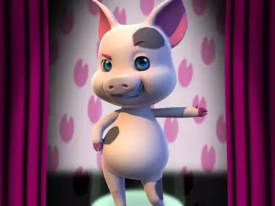 Cute little pig For Animation  3D model